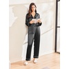 image:imageEkouaer Silk Pajamas for Women Classic Button Down Satin Pajama Sets Long Sleeve Lounge SetBlack