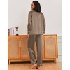 image:imageEkouaer Silk Pajamas for Women Classic Button Down Satin Pajama Sets Long Sleeve Lounge SetBlack Brown Stripe