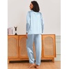 image:imageEkouaer Silk Pajamas for Women Classic Button Down Satin Pajama Sets Long Sleeve Lounge SetBlue Striped