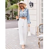 image:imageEkouaer Silk Pajamas for Women Classic Button Down Satin Pajama Sets Long Sleeve Lounge SetBlue White Stripe