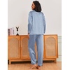 image:imageEkouaer Silk Pajamas for Women Classic Button Down Satin Pajama Sets Long Sleeve Lounge SetBlue White Stripe