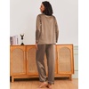 image:imageEkouaer Silk Pajamas for Women Classic Button Down Satin Pajama Sets Long Sleeve Lounge SetBrown