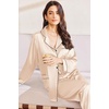 image:imageEkouaer Silk Pajamas for Women Classic Button Down Satin Pajama Sets Long Sleeve Lounge SetChampagne