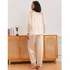 image:imageEkouaer Silk Pajamas for Women Classic Button Down Satin Pajama Sets Long Sleeve Lounge SetChampagne