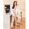 image:imageEkouaer Silk Pajamas for Women Classic Button Down Satin Pajama Sets Long Sleeve Lounge SetChampagne