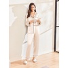 image:imageEkouaer Silk Pajamas for Women Classic Button Down Satin Pajama Sets Long Sleeve Lounge SetChampagne
