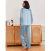 image:imageEkouaer Silk Pajamas for Women Classic Button Down Satin Pajama Sets Long Sleeve Lounge SetClear Blue
