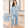 image:imageEkouaer Silk Pajamas for Women Classic Button Down Satin Pajama Sets Long Sleeve Lounge SetClear Blue