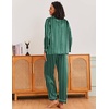 image:imageEkouaer Silk Pajamas for Women Classic Button Down Satin Pajama Sets Long Sleeve Lounge SetDark Green Striped