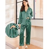 image:imageEkouaer Silk Pajamas for Women Classic Button Down Satin Pajama Sets Long Sleeve Lounge SetDark Green Striped