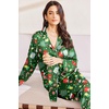 image:imageEkouaer Silk Pajamas for Women Classic Button Down Satin Pajama Sets Long Sleeve Lounge SetGreen Chirstmas Pattern