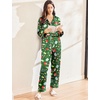 image:imageEkouaer Silk Pajamas for Women Classic Button Down Satin Pajama Sets Long Sleeve Lounge SetGreen Chirstmas Pattern