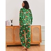 image:imageEkouaer Silk Pajamas for Women Classic Button Down Satin Pajama Sets Long Sleeve Lounge SetGreen Chirstmas Pattern