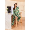 image:imageEkouaer Silk Pajamas for Women Classic Button Down Satin Pajama Sets Long Sleeve Lounge SetGreen Chirstmas Pattern