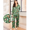 image:imageEkouaer Silk Pajamas for Women Classic Button Down Satin Pajama Sets Long Sleeve Lounge SetGreen Chirstmas Pattern