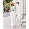 image:imageEkouaer Silk Pajamas for Women Classic Button Down Satin Pajama Sets Long Sleeve Lounge SetGreen Striped