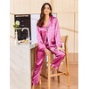 image:imageEkouaer Silk Pajamas for Women Classic Button Down Satin Pajama Sets Long Sleeve Lounge SetHot Pink Leopard