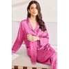 image:imageEkouaer Silk Pajamas for Women Classic Button Down Satin Pajama Sets Long Sleeve Lounge SetHot Pink Leopard