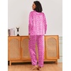image:imageEkouaer Silk Pajamas for Women Classic Button Down Satin Pajama Sets Long Sleeve Lounge SetHot Pink Leopard