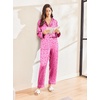 image:imageEkouaer Silk Pajamas for Women Classic Button Down Satin Pajama Sets Long Sleeve Lounge SetHot Pink Leopard