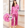 image:imageEkouaer Silk Pajamas for Women Classic Button Down Satin Pajama Sets Long Sleeve Lounge SetHot Pink Leopard
