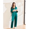 image:imageEkouaer Silk Pajamas for Women Classic Button Down Satin Pajama Sets Long Sleeve Lounge SetLake Blue