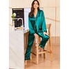 image:imageEkouaer Silk Pajamas for Women Classic Button Down Satin Pajama Sets Long Sleeve Lounge SetLake Blue