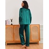 image:imageEkouaer Silk Pajamas for Women Classic Button Down Satin Pajama Sets Long Sleeve Lounge SetLake Blue
