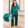 image:imageEkouaer Silk Pajamas for Women Classic Button Down Satin Pajama Sets Long Sleeve Lounge SetLake Blue