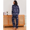 image:imageEkouaer Silk Pajamas for Women Classic Button Down Satin Pajama Sets Long Sleeve Lounge SetNavy Teddy Alpaca