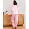 image:imageEkouaer Silk Pajamas for Women Classic Button Down Satin Pajama Sets Long Sleeve Lounge SetPink