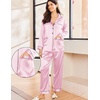 image:imageEkouaer Silk Pajamas for Women Classic Button Down Satin Pajama Sets Long Sleeve Lounge SetPink