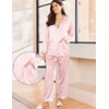 image:imageEkouaer Silk Pajamas for Women Classic Button Down Satin Pajama Sets Long Sleeve Lounge SetPink Leopard