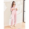 image:imageEkouaer Silk Pajamas for Women Classic Button Down Satin Pajama Sets Long Sleeve Lounge SetPink Leopard