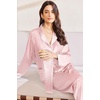 image:imageEkouaer Silk Pajamas for Women Classic Button Down Satin Pajama Sets Long Sleeve Lounge SetPink Leopard