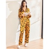 image:imageEkouaer Silk Pajamas for Women Classic Button Down Satin Pajama Sets Long Sleeve Lounge SetPumpkin Halloween Pattern