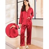 image:imageEkouaer Silk Pajamas for Women Classic Button Down Satin Pajama Sets Long Sleeve Lounge SetRed