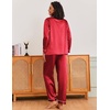 image:imageEkouaer Silk Pajamas for Women Classic Button Down Satin Pajama Sets Long Sleeve Lounge SetRed
