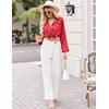 image:imageEkouaer Silk Pajamas for Women Classic Button Down Satin Pajama Sets Long Sleeve Lounge SetRed