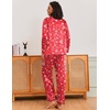 image:imageEkouaer Silk Pajamas for Women Classic Button Down Satin Pajama Sets Long Sleeve Lounge SetRed Chirstmas Pattern