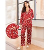 image:imageEkouaer Silk Pajamas for Women Classic Button Down Satin Pajama Sets Long Sleeve Lounge SetRed Snowman
