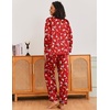image:imageEkouaer Silk Pajamas for Women Classic Button Down Satin Pajama Sets Long Sleeve Lounge SetRed Snowman