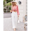 image:imageEkouaer Silk Pajamas for Women Classic Button Down Satin Pajama Sets Long Sleeve Lounge SetRed White Stripe