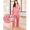 image:imageEkouaer Silk Pajamas for Women Classic Button Down Satin Pajama Sets Long Sleeve Lounge SetRed White Stripe