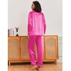 image:imageEkouaer Silk Pajamas for Women Classic Button Down Satin Pajama Sets Long Sleeve Lounge SetRose