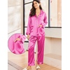 image:imageEkouaer Silk Pajamas for Women Classic Button Down Satin Pajama Sets Long Sleeve Lounge SetRose