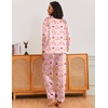 image:imageEkouaer Silk Pajamas for Women Classic Button Down Satin Pajama Sets Long Sleeve Lounge SetTeddy Cherry Striped