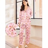 image:imageEkouaer Silk Pajamas for Women Classic Button Down Satin Pajama Sets Long Sleeve Lounge SetTeddy Cherry Striped