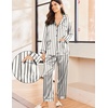 image:imageEkouaer Silk Pajamas for Women Classic Button Down Satin Pajama Sets Long Sleeve Lounge SetWhite Black Stripe