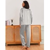 image:imageEkouaer Silk Pajamas for Women Classic Button Down Satin Pajama Sets Long Sleeve Lounge SetWhite Black Stripe